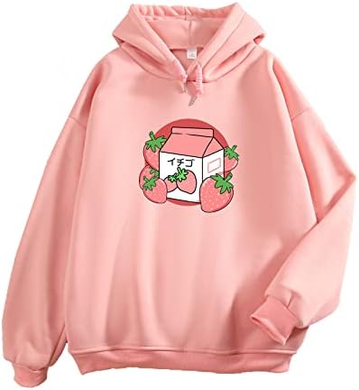 MEJOTAUS Capuz de leite de morango fofo para mulheres roupas kawaii