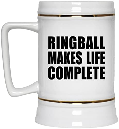 Designsify Ringball Torna a vida completa, caneca de 22 oz de cerveja com tanque de cerâmica com alça para freezer, presentes
