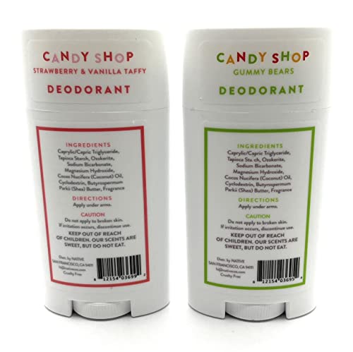 Candy Shop Native Desodorant Variety Pacote inclui cada: ursos gomosos e morango e baunilha