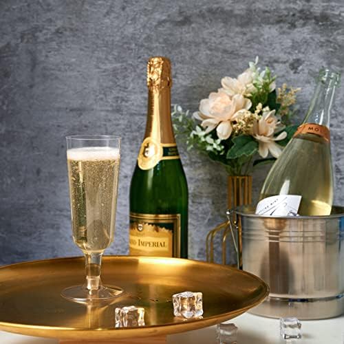 Jolly Chef 100 Pack Plastic Champagne Flutes Disponível 5 oz Clear Plastic Champagne Glasses Perfect for Wedding, Dia de Ação de Graças,