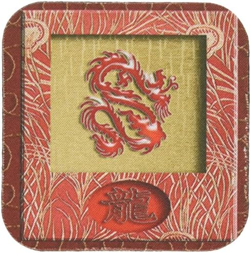 3drose cst_40298_3 Ano novo chinês, dragão em chinês, Red Dragon em montanhas-russas de azulejos de ouro-cerâmica,