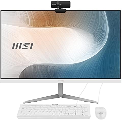 MSI Modern AM241 AIO Desktop, LED de 23,8 de grau IPS, Intel Pentium G7505, Memória de 4 GB, SSD de 128 GB, WiFi 5, BT 5.1, branco,