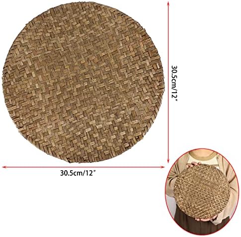 Conjunto OwnMy de 6 Placemats redondos naturais Tabely Rattan Places Tapetes redondos de mesa de mesa redonda, maagrass de 12 polegadas Placemats redondos de vime de vime para mesa de jantar Home cozinha piquenique tat tape decoração decoração de tapete decoração de tape