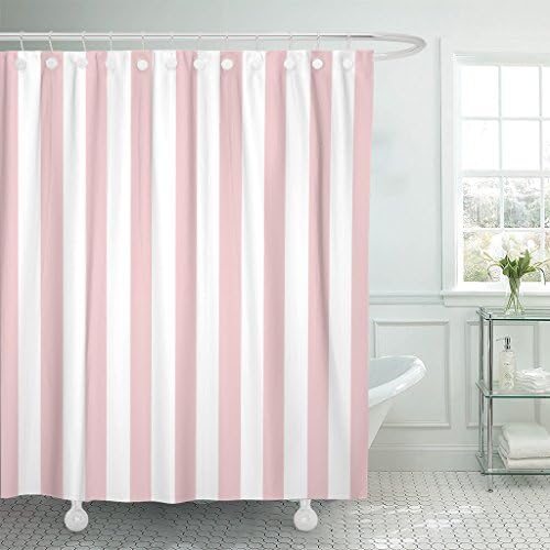 Cortina de chuveiro Emvency Abstract Classic Pink e White Stripe Graphic Modern Watersperme Polyester Fabric 72 x 72 polegadas com