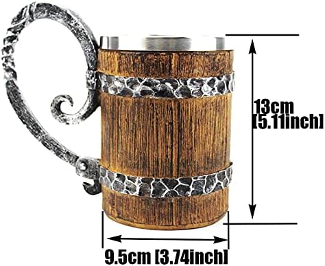 Canecas de cerveja, imitação de madeira em aço inoxidável de aço viking de madeira de madeira de madeira