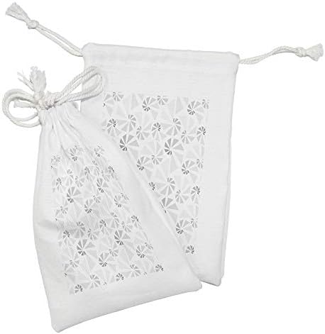 Conjunto de bolsas de tecido geométrico de Ambesonne de 2, designs abstratos de estilo marítimo em padrão de tons neutros, saco