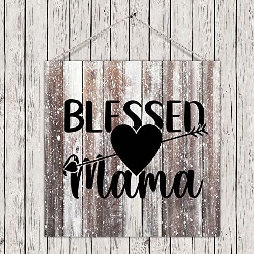Placa de madeira rústica Placa abençoada Mama Presente para mãe mãe mama rural fazenda de madeira home sigil sinalização de parede