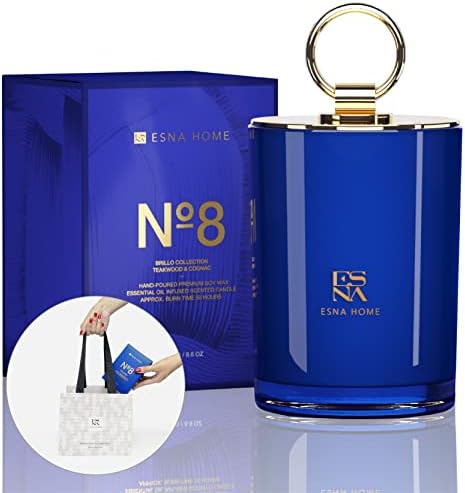 Vela de soja de aromaterapia de luxo da esna - vela azul oceano 8,8 oz 50h vela perfumada natural - lavanda, óleo