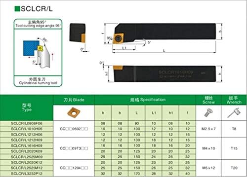 FiCOS SCLCR1212H09 TOLA DE TURNA CNC CNC 1PCS+10PCS CCMT09T308-HMP NC3020 = 11PCS/Set Processing Steel