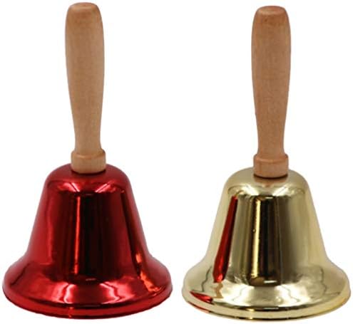 Valiclud 4pcs Papai Noel Sinos de mão com alças de madeira Hand Retido de Natal Bells Sino Bells Xmas Bells Bells Ornament for Kids