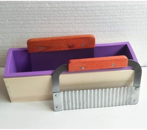 Vicasky 2 conjuntos de sabão retangular de silicone moldes de pão de cilindro flexível molde de silicone com caixa de madeira ondulada e raspador reto para suprimentos de sabão diy