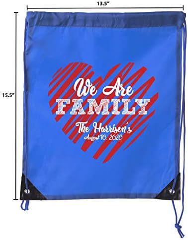 Coração da família com nome e data personalizados - festas de reunião de família sacolas