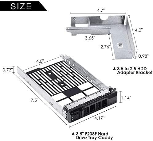 Bandeja de caddy de disco rígido de 3,5 polegadas para servidores Dell PowerEdge-com adaptador de HDD de 2,5 polegadas NVME