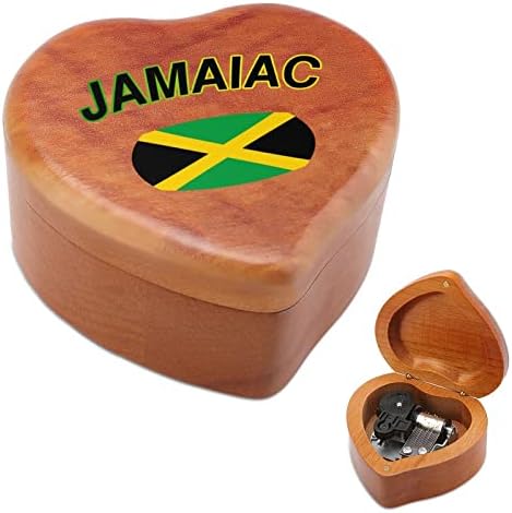 Bandeira da Jamaica Country, bandeira jamaicana Caixas de música arborizadas Vintage Graved Heart Musical Box Presente para