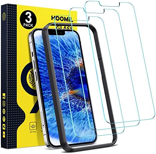 Hoomil３ ???? Protetor de tela do iPhone 12, Protetor de tela Pro iPhone 12, com estrutura de instalação, filme de vidro