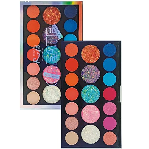 Roesia Rose Cosmetics 5 Color Prelagem de Glitter 19 colorido Paleta de sombra de cor - Mineral Ultra Shimmer Makeup Palette Eye Shadow Powder