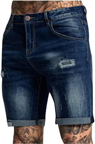 Troncos de jeans de jeans de jeans de jeans de jeans elásticos rasgados masculinos