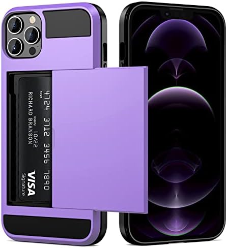 Vofolen para iPhone 12 Pro Max Case Carteira Cartão de crédito Id Id Slot Porta deslizante Porta de bolso oculto Homens