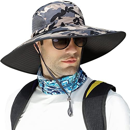 【Oversize XXL & Wide Brim】 Chapéus Sol para Homens, 【UPF50+Impervenção a Água】 Bucket Boonie de Hat de Pesca para Caminhadas Safari Beach Garden