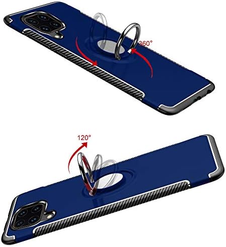 Capa de telefone para Huawei P40 Lite com tampa de protetor de tela de vidro temperado e suporte de anel de suporte magnético pesado híbrido híbrido de acessórios de células duras Hawaii Nova 6 SE 7i P40lite P 40 40lite Men Blue Blue