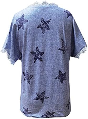 Manga curta casual da moda Impressão de pescoço quadrado respirável relaxado T-shirts de verão solto de verão camisetas para mulheres