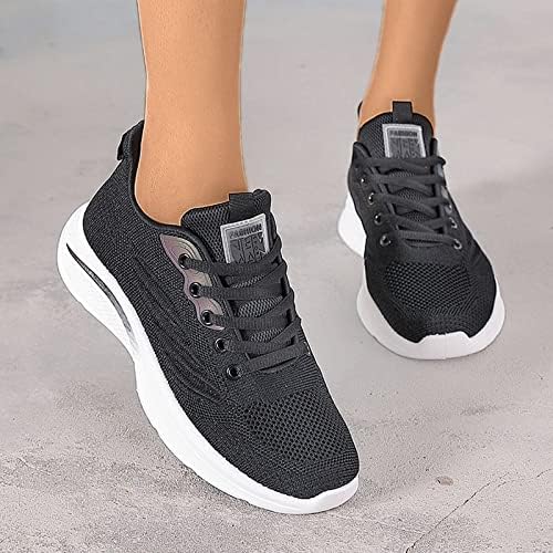 Sapatos planos de balé feminino para mulheres planas mulheres voam na malha de malha de corrida sapatos de tênis atlético sapatos esportivos de moda respirável