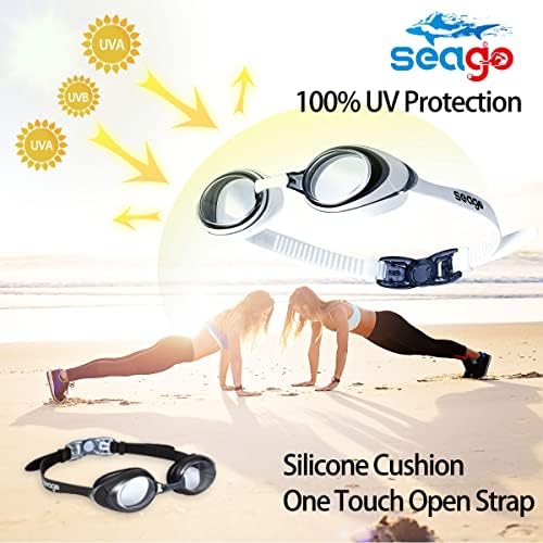 Óculos de natação do Seago 2 embalam óculos de natação anti-UV anti-UV para homens adultos homens adultos homens
