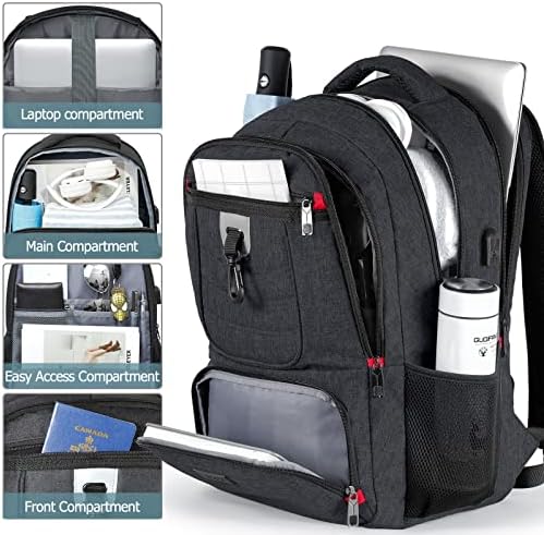 Mochila de viagem Bikrod para homens e mulheres, mochilas extras grandes, mochilas de laptop duráveis ​​com porta de carregamento USB se encaixa em 17,3 polegadas, um presente de bolsa anti -roubo resistente à água ao ar livre