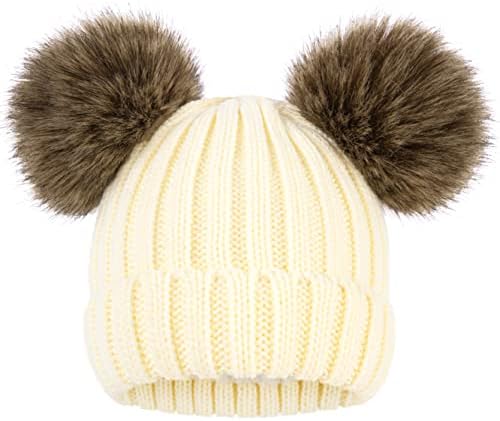 Simplicidade Quente crianças meninos Meninas Chapéu de inverno com pompom Ears