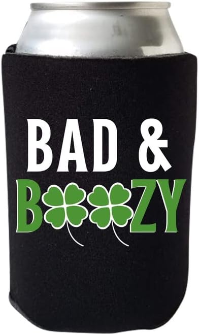 Dia de São Patrício Bad & Boozy CAN LACER - Irish St. Patrick's Day Beer Coolie - presente de festa do dia de Paddy