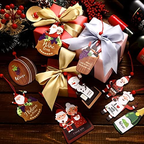 12 Peças de Natal Ornamento de vinho do Papai Noel Ornamento de Papai Noel Decoração S'mores Amante de Vinho Natal Papai Noel