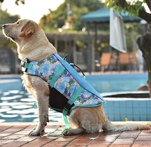 Jaqueta salva -vidas para cães de estilo esportivo havaiano - colete salva -vidas de cachorro com alça de resgate para nadar