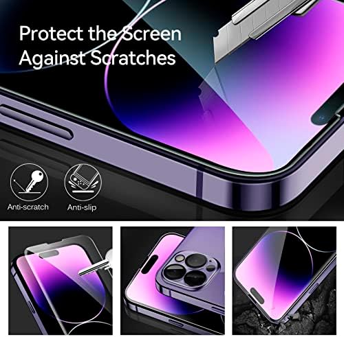 ivoler [3+3 pacote] vidro temperado para iPhone 14 Pro 6,1 polegadas [3 pacote] com [3 pacote] Protetor de tela da