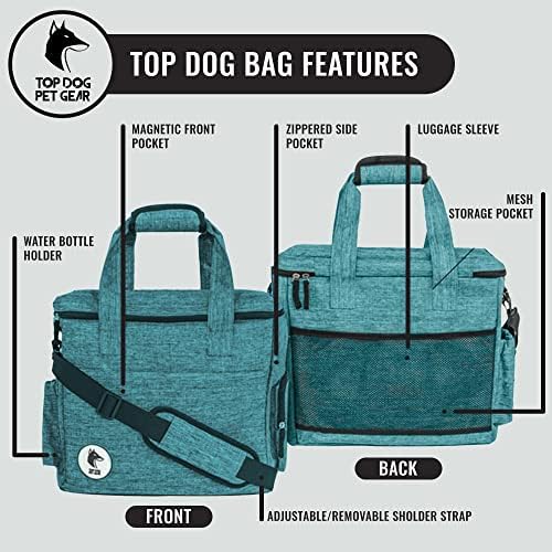 Top Dog Pet Gear Turqueise Dog Saco de viagem para suprimentos - Inclui bolsa de viagem, tigelas de cães de viagem, armazenamento