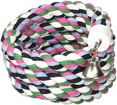 A&E Cage Company 001348 Boing de corda de algodão feliz com brinquedos de pássaro Bell Multi-Colored, 1,25x97 in, x-large