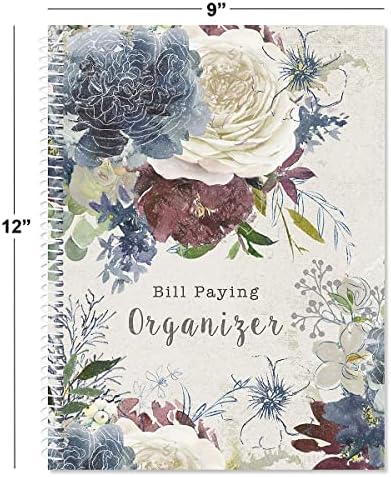 Organizador pagador da Bill Florals Florals - Large 9 por 12 polegadas, em espiral, 14 páginas de bolso, 32 adesivos