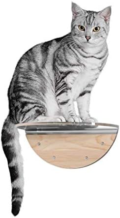 MyZoo Round não é clara: prateleira de gato montada na parede, móveis de gato de madeira, poleiro de gato flutuante, árvore de gatos