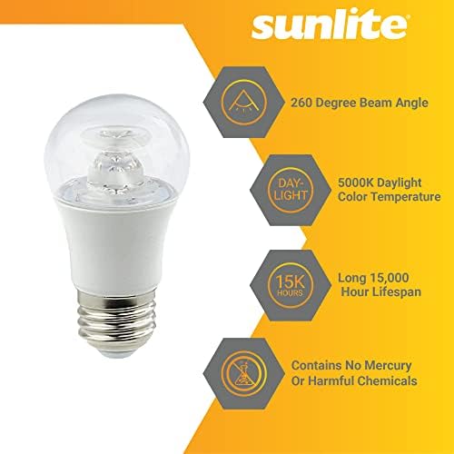 Sunlite 41701 LED A15 APARELHO LUZ CLARO, 6 watts, 450 lúmens, base média, 90 CRI, Dimmable, ETL listado, ventilador