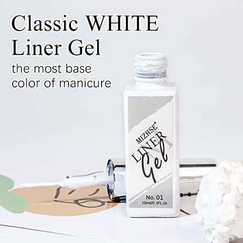 Mizhse White Gel Liner Unh Nail Art Polish Supplies, Gel Paint Spider Line Desenho Pintura Home Diy Swirl Unhas Design de unhas French