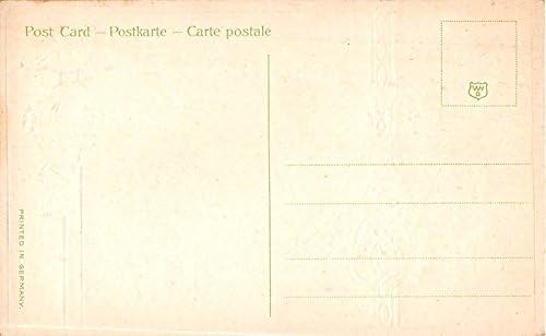 Saudações de Páscoa vestidas de frango com cartão postal antigo j6486