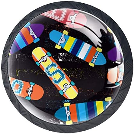 Botões de cômoda de portadora de skate botões de gaveta preta botões de vidro cristal