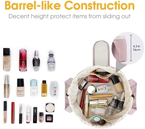 Bolsa de maquiagem de cordão de barril Organizador de higiene pessoal de bolsa grande para mulheres