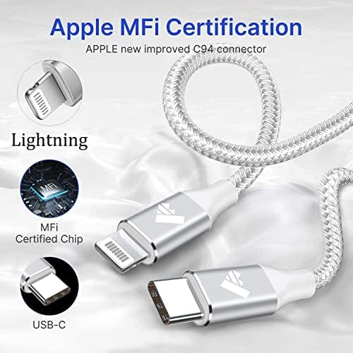 1ft 2pack USB C To Lightning Cable curto, entrega de energia USB C iPhone Cable MFI Certificado Certificado Tipo C