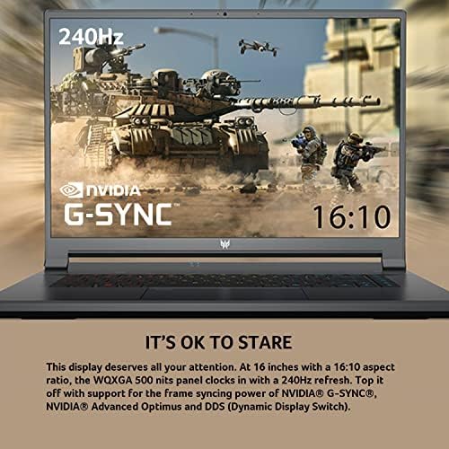 Acer Predator Triton 500 SE Laptop Gaming/Criador | 12ª geração Intel I9-12900H | GeForce RTX 3080 TI | 16 WQXGA 240HZ G-Sync Display