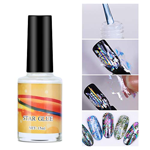 Pacote de 2 pacotes Galaxy Star Nail Art Foil Glue para adesivo de adesivo Dicas de transferência de unhas decorações Manicure ART