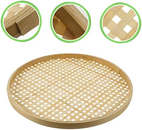 Bestonzon 3pcs bandejas de mesa de peneira de bambu para comer cestas de tecido redondo cesto de bambu lava de bambu redonda cesta plana bandejas de bandeja de frutas lanche
