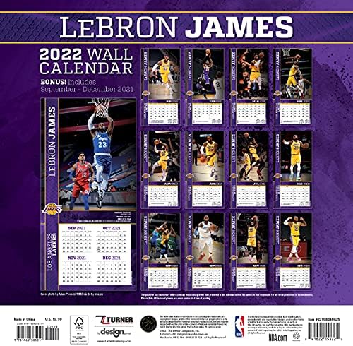 Turner Sports Los Angeles Lakers LeBron James 2022 Mini Wall Calendar
