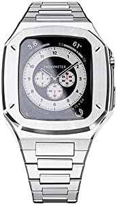 Cinta de caixa de aço inoxidável Houcy para Apple Watch Series 8 7 6 SE 5 4 Iwatch Band 45mm 44mm Protetor Metal Topa Smartwatch