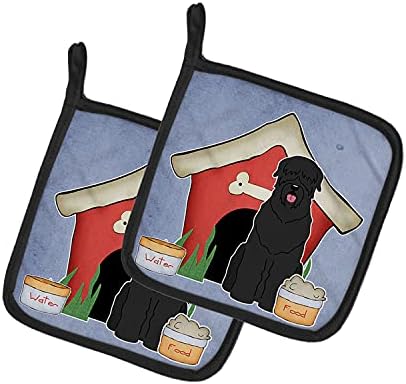 Tesouros de Caroline BB2780PTHD Coleção de cães Coleção Black Russian Terrier Par de suportes de panela, suportes de panela resistentes ao calor da cozinha conjuntos de forno quentes para cozinhar churrasco para assar,