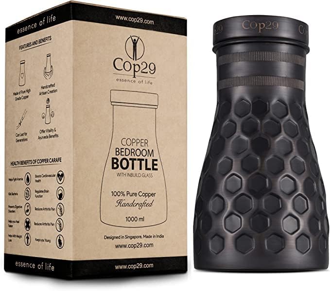 COP29 Dolny antigo, cop29, garrafa de água do quarto de copper i jarra I com tampa I Cabo de água Já Já –1000ml/34oz